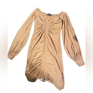 Off the shoulder, scrunched bodycon dress